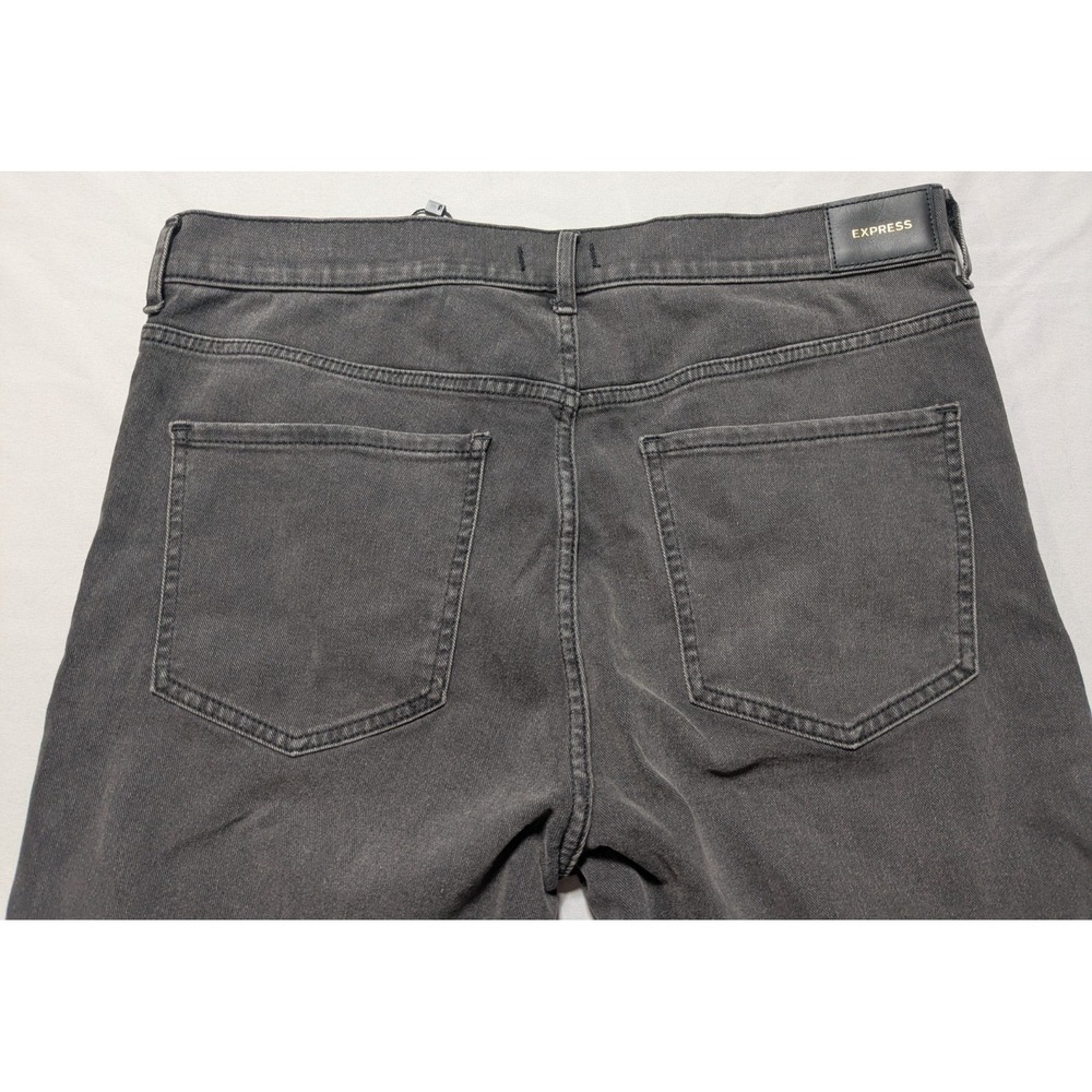 EXPRESS CROPPED FLARE‎ HIGH RISE - Women 14 Raw Hem Black Denim Jeans NEW - Picture 15 of 16